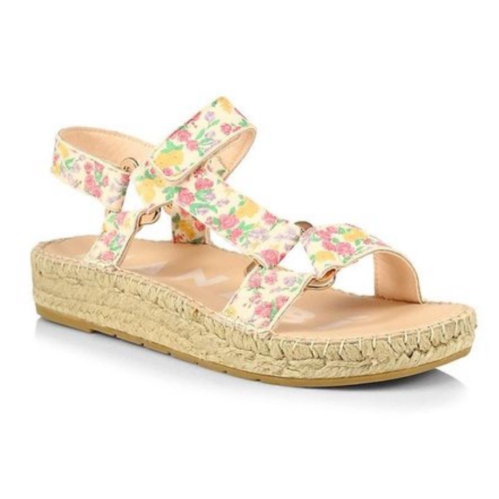 NWT Loveshackfancy X Manebi Floral Leather Espadrille Sport Sandals Size 39/US 8